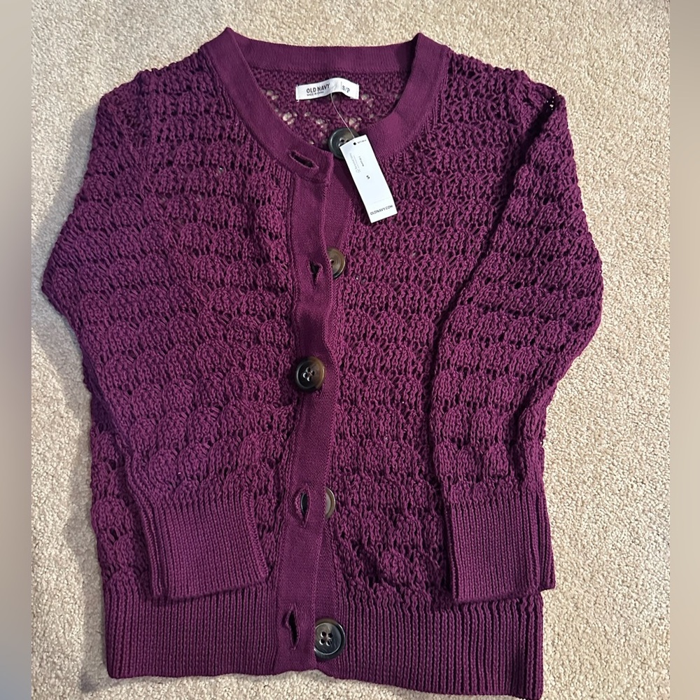 Old Navy Women's Deep Purple Button-Up Cardigan